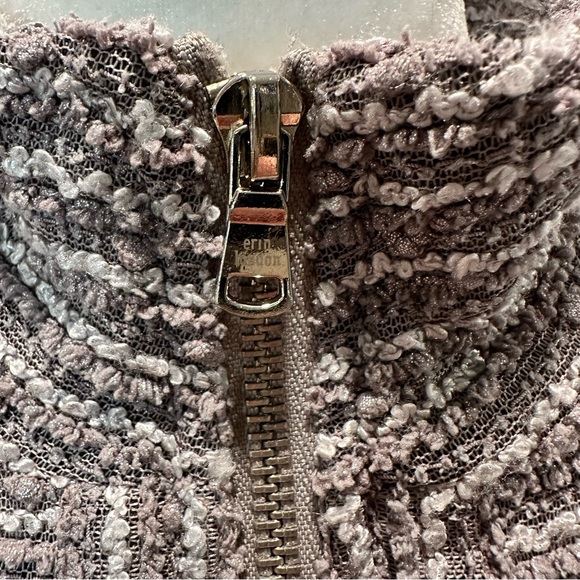 Erin London Pleated Grey Two Tone Collared Full Zip Up Jacket Women’s size XL - Picture 9 of 13